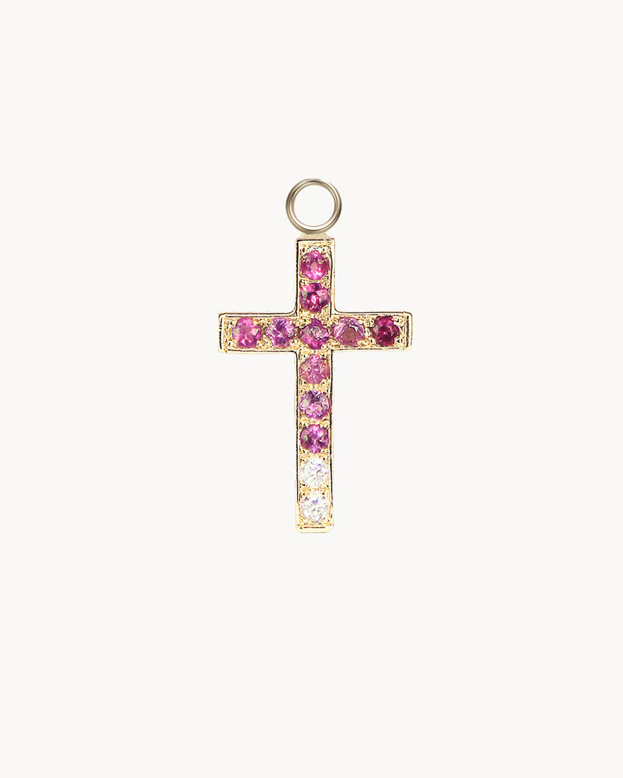 Charm Cruz Oro Macizo 18K Forever | Diamantes | Zafiro | Rubi - Image 3
